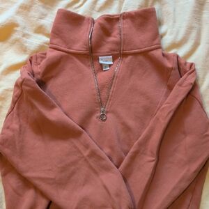 a new day Rust Zip-Front Pullover with Ring Zipper